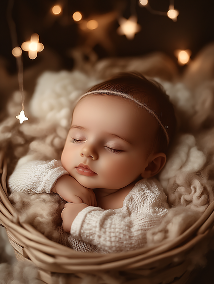 Sleepy Baby In Basket