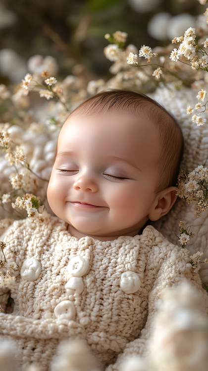 Sleepy Baby In Knitted Sweater