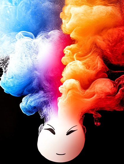Smiley Face in Colorful Smoke