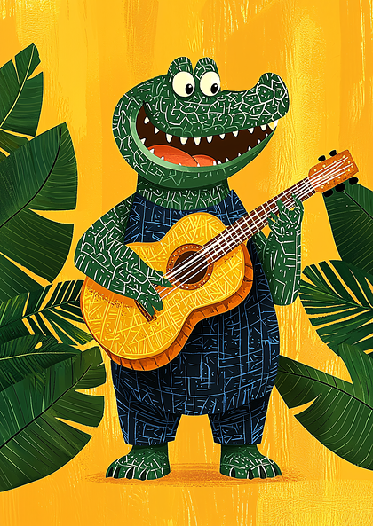 Smiling Alligator Guitarist
