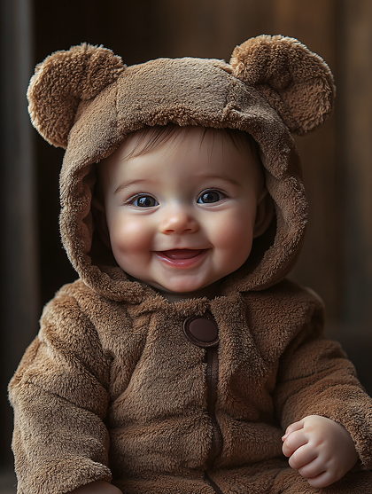 Smiling Baby In Bear Costume