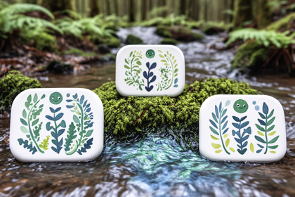 Smiling Botanical Boxes In Forest Stream