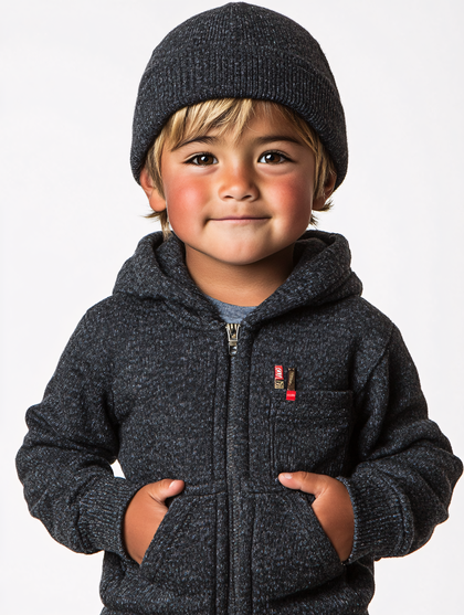 Smiling Boy In Beanie And Hoodie