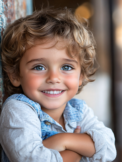 Smiling Boy with Curly Hair