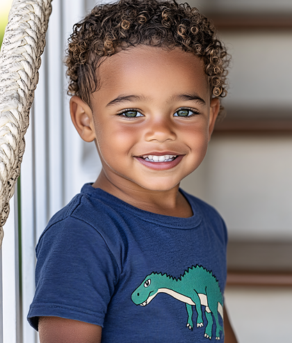 Smiling Boy with Curly Hair