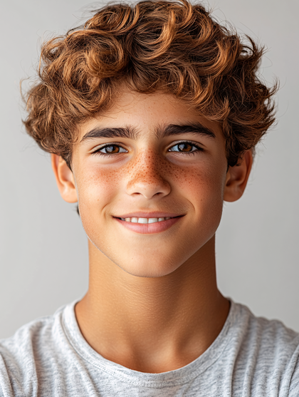 Smiling Boy With Freckles Portrait