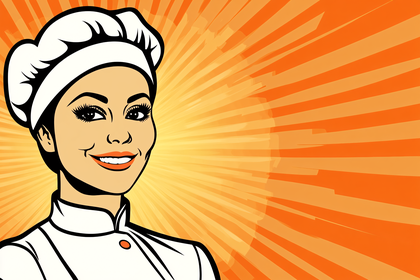 Smiling Chef Woman Cartoon