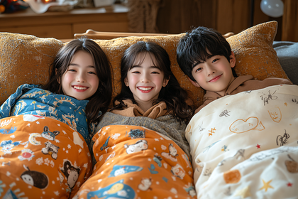 Smiling Children Snuggled Together