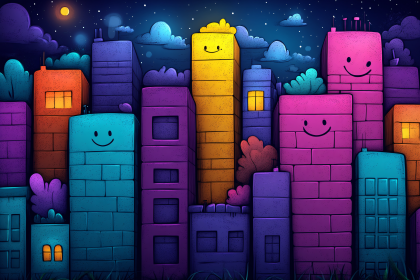 Smiling Cityscape At Night