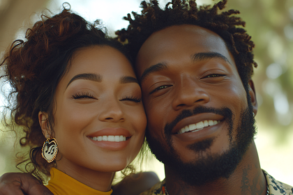 Smiling Couple Embracing