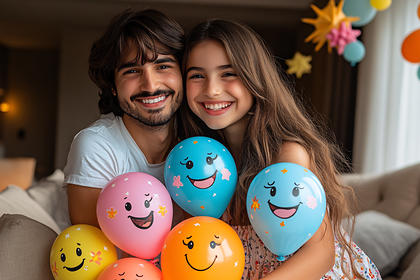 Smiling Couple with Balloons