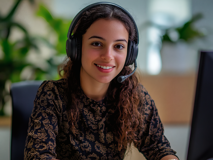 Smiling Customer Service Representative