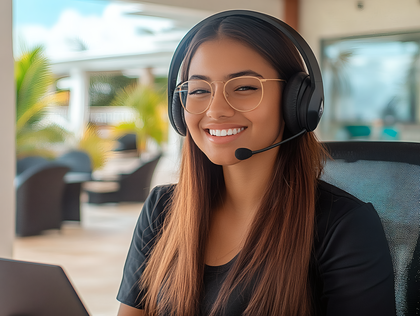 Smiling Customer Service Representative with Headset