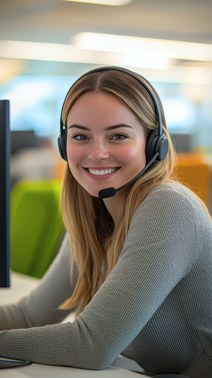 Smiling Customer Service Representative with Headset
