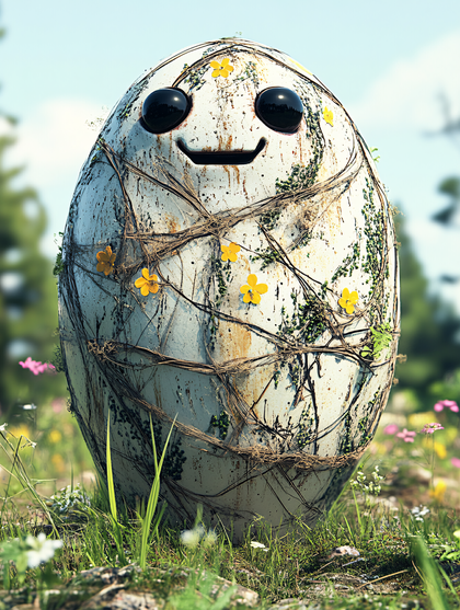 Smiling Egg Character in Nature