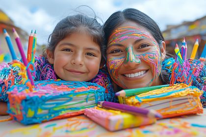 Smiling Faces with Colorful Paint