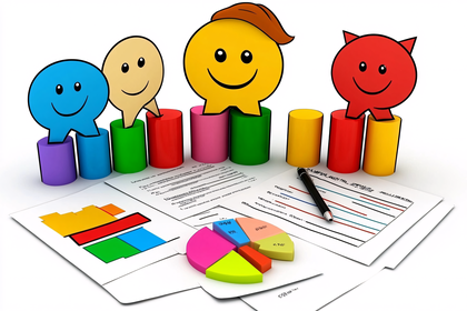 Smiling Figures With Data Charts