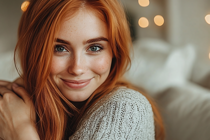 Smiling Freckled Redhead Portrait