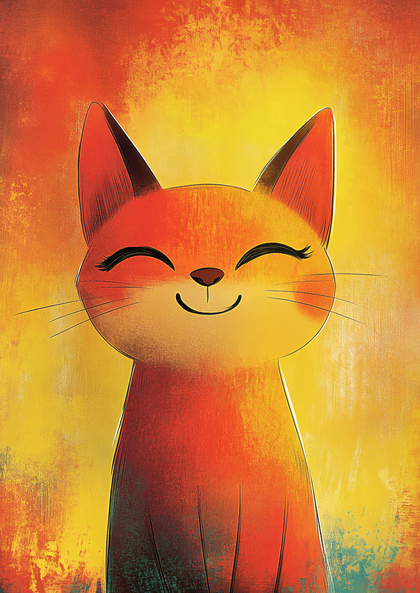 Smiling Ginger Cat Portrait