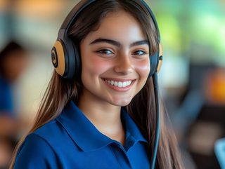 Smiling Girl Wearing Headphones