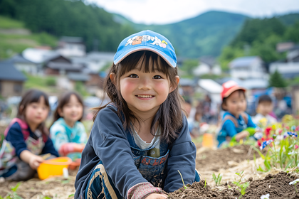 Smiling Girl with Blue Hat