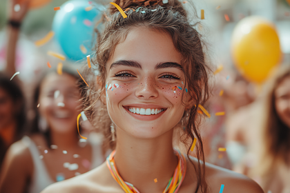 Smiling Girl with Confetti