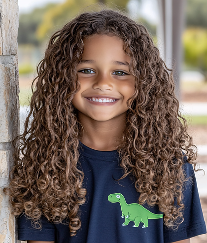 Smiling Girl with Curly Brown Hair
