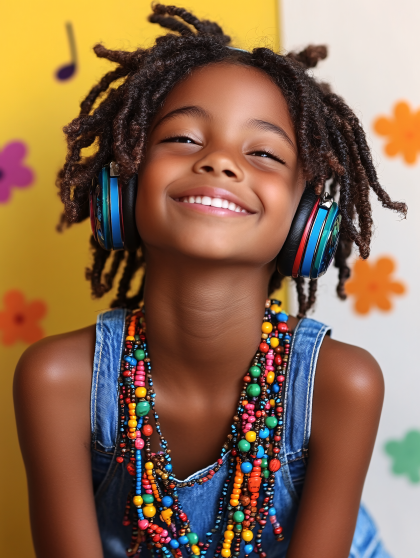 Smiling Girl With Headphones