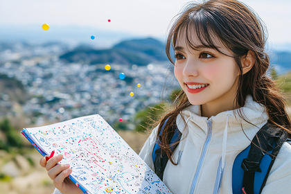 Smiling Hiker with Colorful Map