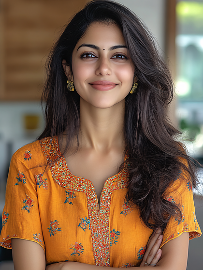 Smiling Indian Woman In Traditional Outfit