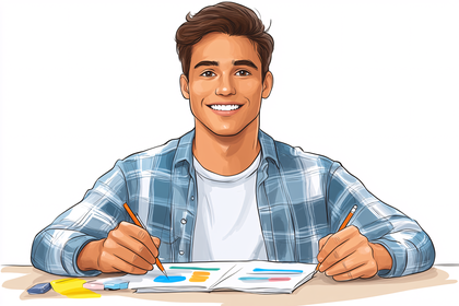 Smiling Man Drawing