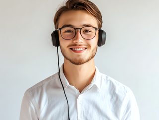 Smiling Man with Headphones