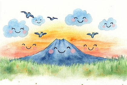 Smiling Mountain And Clouds