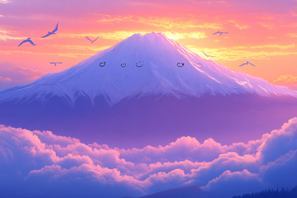 Smiling Mountain At Sunset