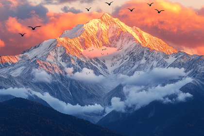 Smiling Mountains at Sunset