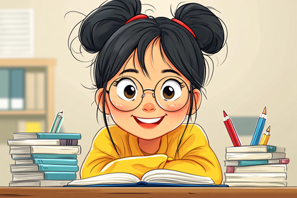 Smiling Student Girl With Books