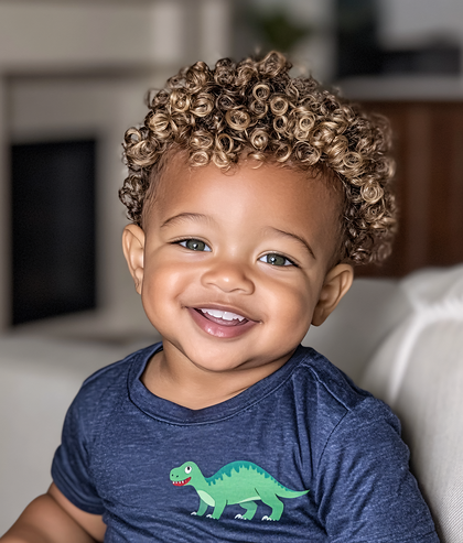 Smiling Toddler with Curly Hair