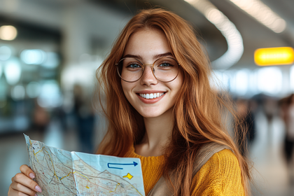 Smiling Traveler with Map