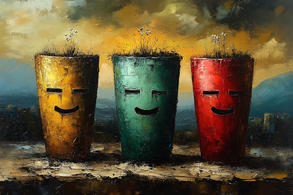 Smiling Trio Pots