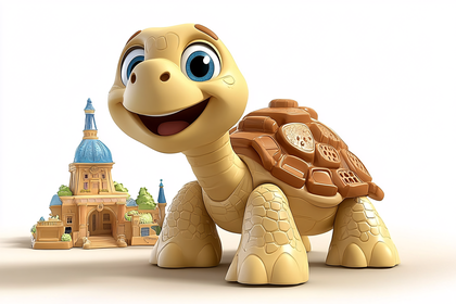 Smiling Turtle with Building