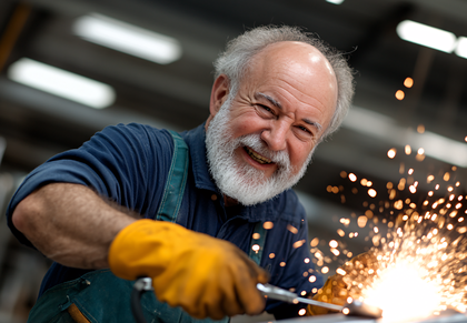 Smiling Welder at Work