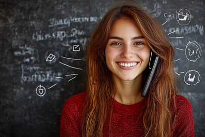 Smiling Woman On A Phone Call