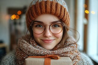 Smiling Woman with a Gift