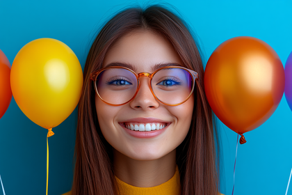 Smiling Woman With Balloons