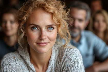 Smiling Woman with Blue Eyes