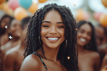 Smiling Woman with Dreadlocks