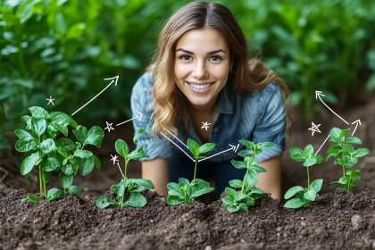 Smiling Woman with Seedlings