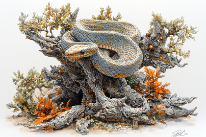 Snake And Branch Illustration
