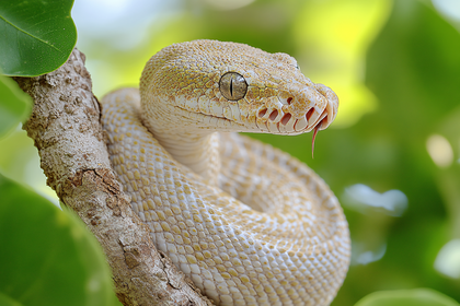 Snake Coiled on Branch