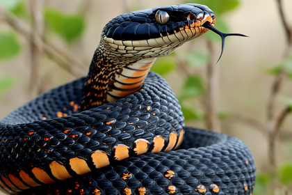 Snake Coiled Up Close-Up